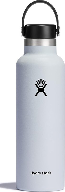 Pale Hydro Flask bottle with a black lid and carry loop